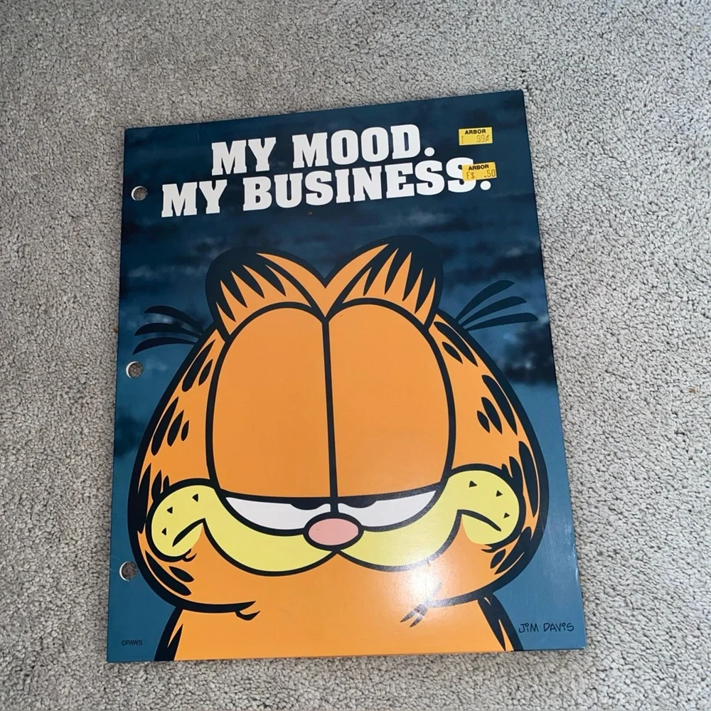 Vintage GARFIELD Mead Portfolio Folder MY MOOD MY BUSINESS‎